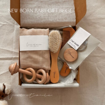 【名入り】出産祝い-ベージュ-4点セット